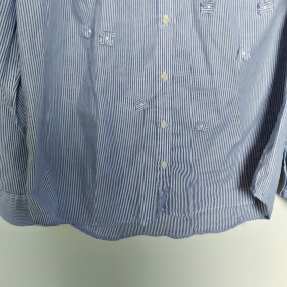 a new day Blue and White Striped Floral Accent Button Down Shirt Size XXL - Picture 5 of 7